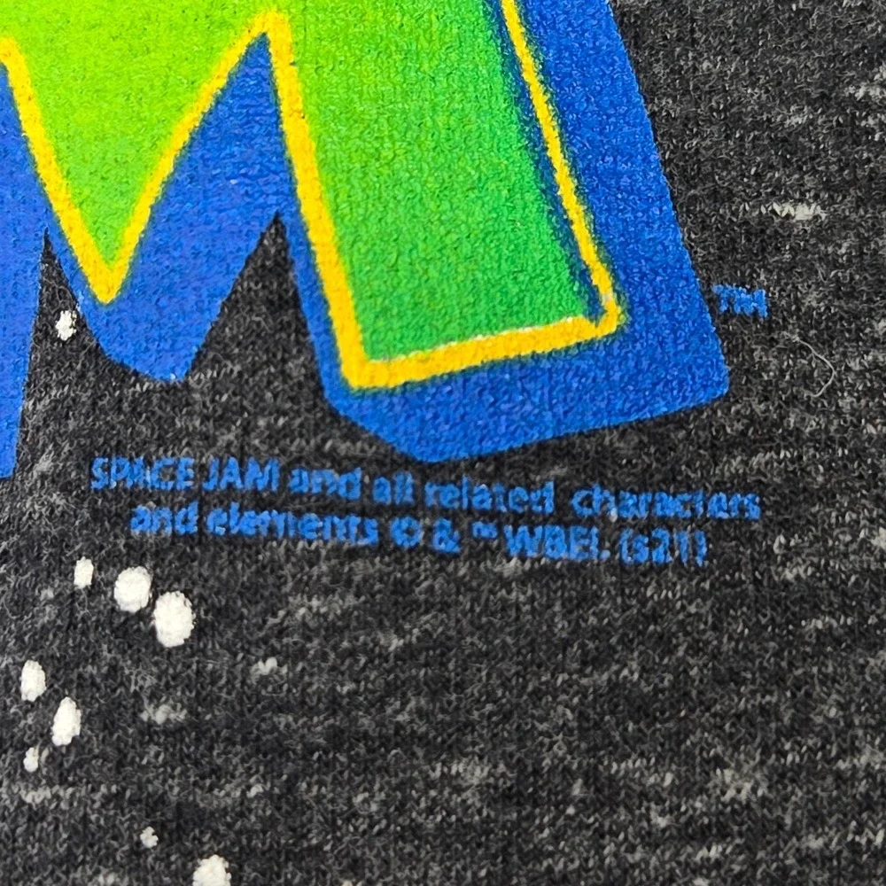 Space Jam‎ Movie Graphic Hoodie Charcoal Gray Raglan Soft Sweatshirt Mens Small
